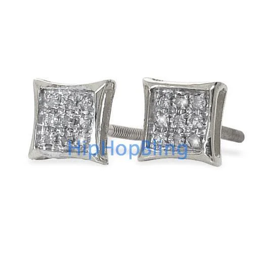 Thrift Earrings Online-Real Diamond Hip Hop Earrings Kite .05 Carats 10k White Gold