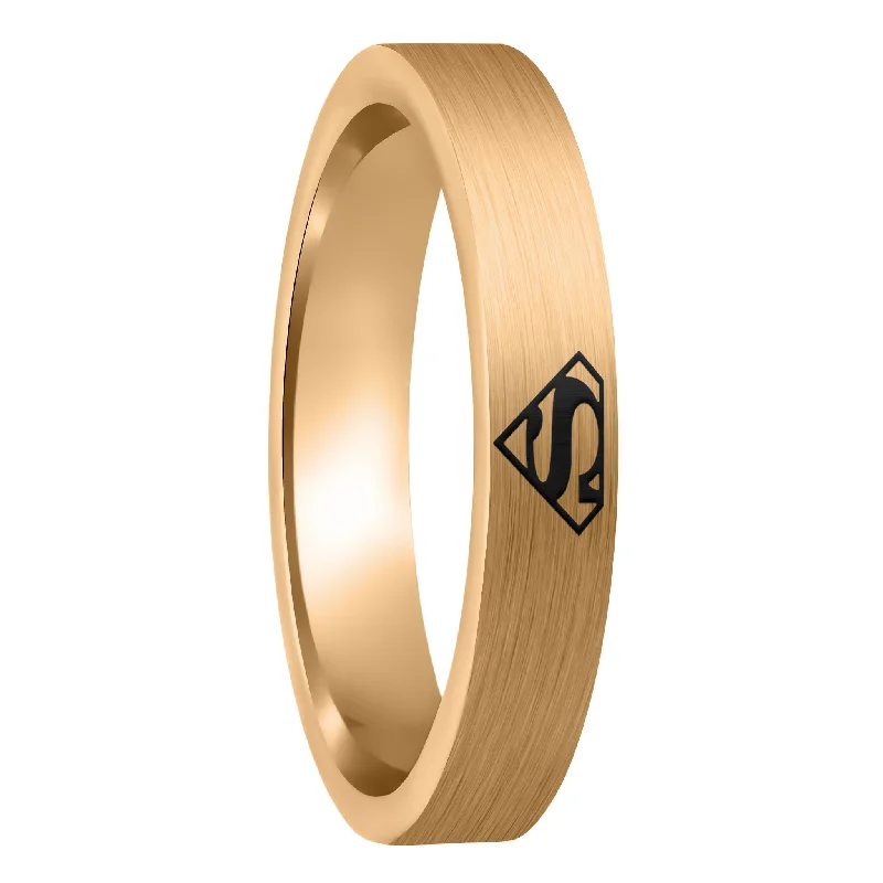 Rings Slip Resistance-Superman Brushed Rose Gold Tungsten Women's Wedding Band