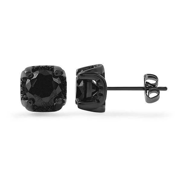 Best Wear Earrings-CZ Setting Stud Black Bling Bling Earrings