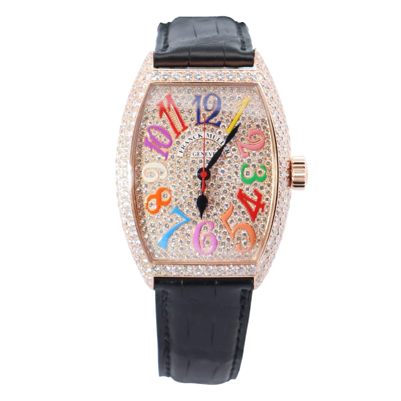 Watches For Self Glow-Watches For Self Style-Franck Muller Cintree 35mm Pave Dial Watch Ref# 7851 SC D CD COL DR