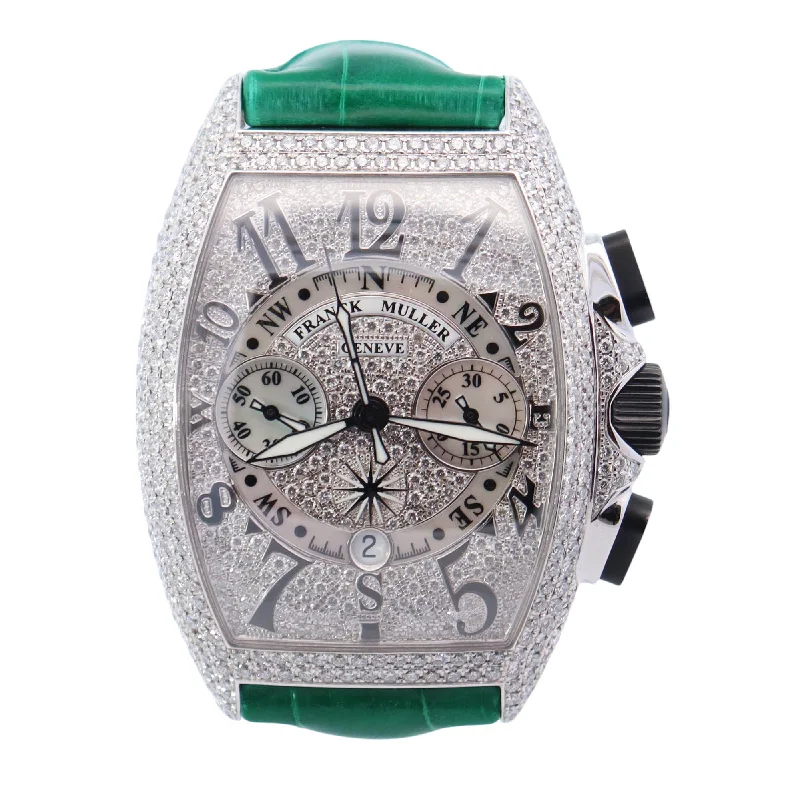 Watches For Old Souls-Watches For Older Fans-Franck Muller Cintree 41mm Pave Dial Watch Ref# 8080 CC AT MAR D6 CD