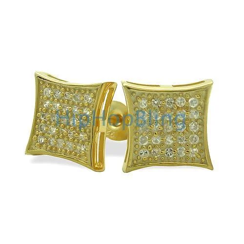 Earrings For Road Days-MED Kite Gold Vermeil CZ Micro Pave Earrings .925 Silver