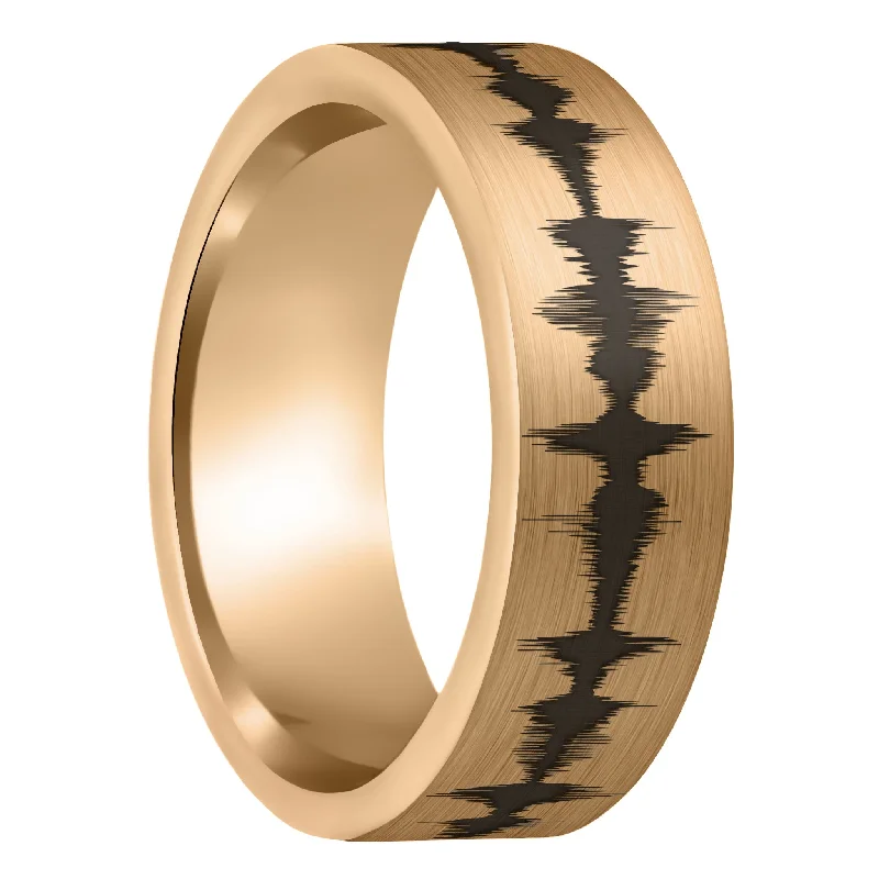 Rings Renewal Tips-Custom Soundwave Brushed Rose Gold Tungsten Men's Ring