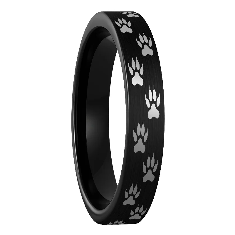 Rings For Breezy Wear-Wolf Tracks Brushed Black Tungsten Women's Wedding Band