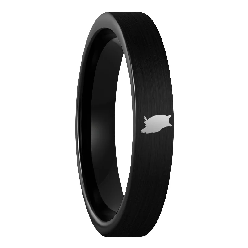 Rings Value Guides-Owl Brushed Black Tungsten Women's Wedding Band