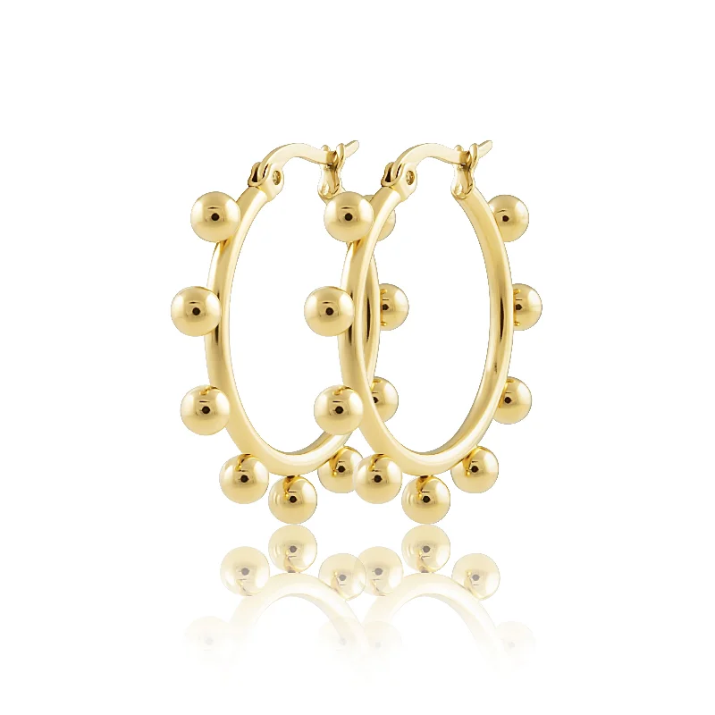 Earrings For Hot Glow-Erin Studded Hoops - Small