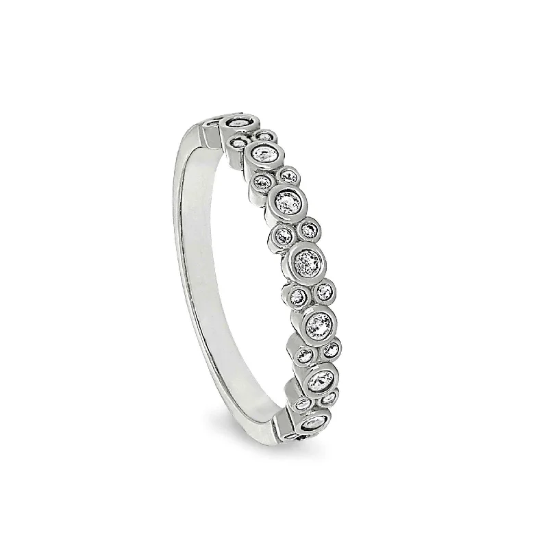 Rings For Dainty Digits-Sterling Silver Bubbles Ring with Simulated Diamonds