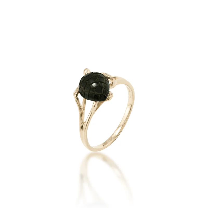 Best Singular Rings-Honu Black Coral Ring in Gold - 13mm