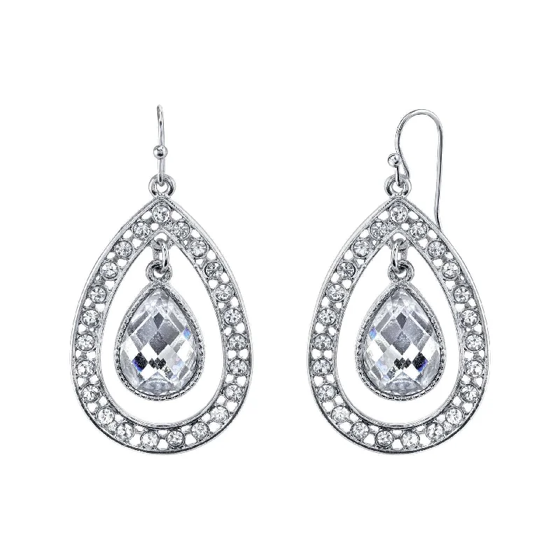 Best Hard Earrings-1928 Jewelry Crystal Caged Teardrop Earrings