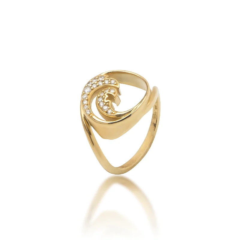 Rings For Standout Shine-Nalu Ring in Gold with Diamonds - 15mm