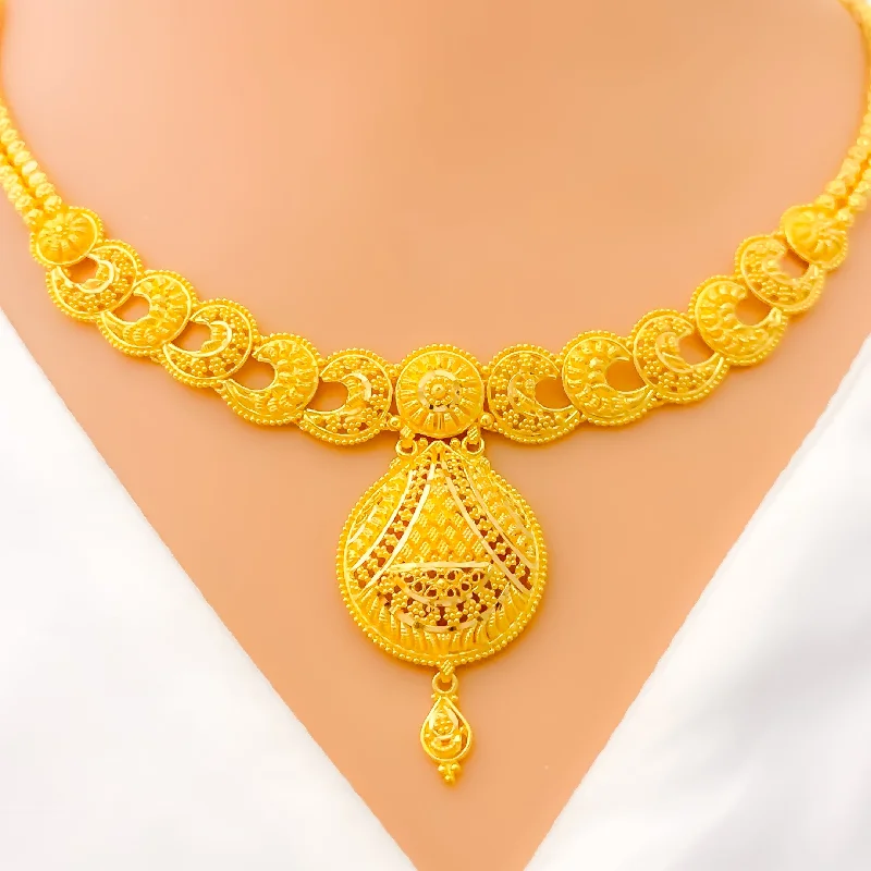 Necklaces Wear Rules-Alluring Sophisticated 22k Gold Necklace Set