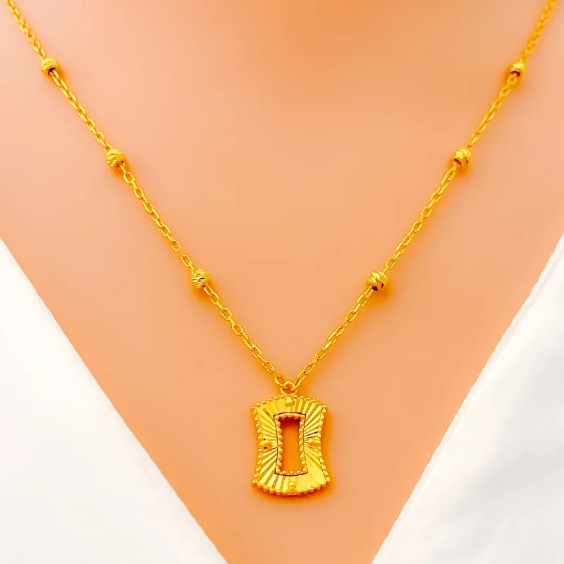 Necklaces Flash Rating-Reflective Rectangular 21k Gold Necklace