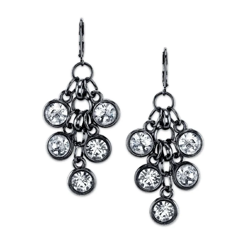 Earrings Ease Rules-2028 Jewelry Round Crystal Cluster Link Chain Dangle Earrings