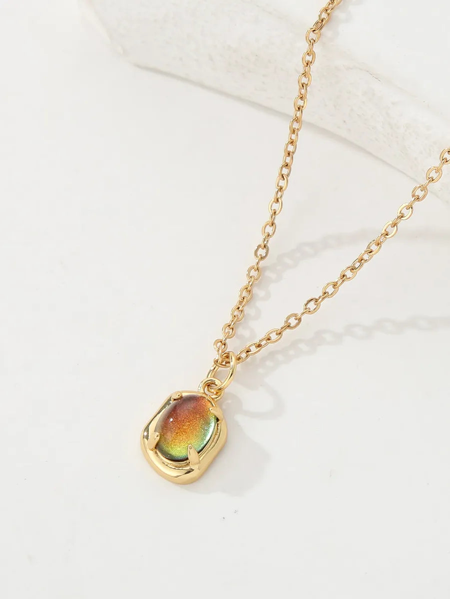 Necklaces For Thick Fits-Copper 18K Gold Plated Elegant Shiny Geometric Zircon Pendant Necklace