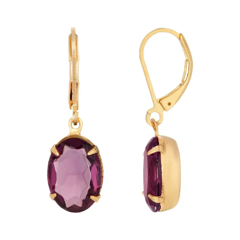 Earrings Hold Tips-1928 Jewelry Purple Oval Drop Earrings