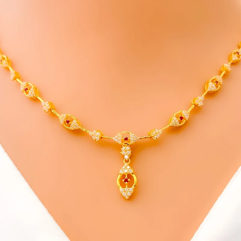 Necklaces For Lounge Glow-Special Embellished Marquise 22k Gold CZ Necklace Set