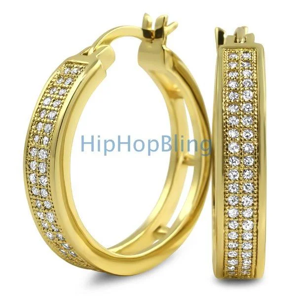 Earrings Scale Options-Hoops 2 Row CZ Micro Pave Earrings