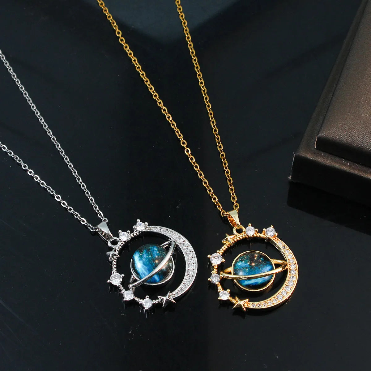 Necklaces Swap Guide-Ig Style Simple Style Planet Titanium Steel Copper Plating Inlay Zircon Pendant Necklace