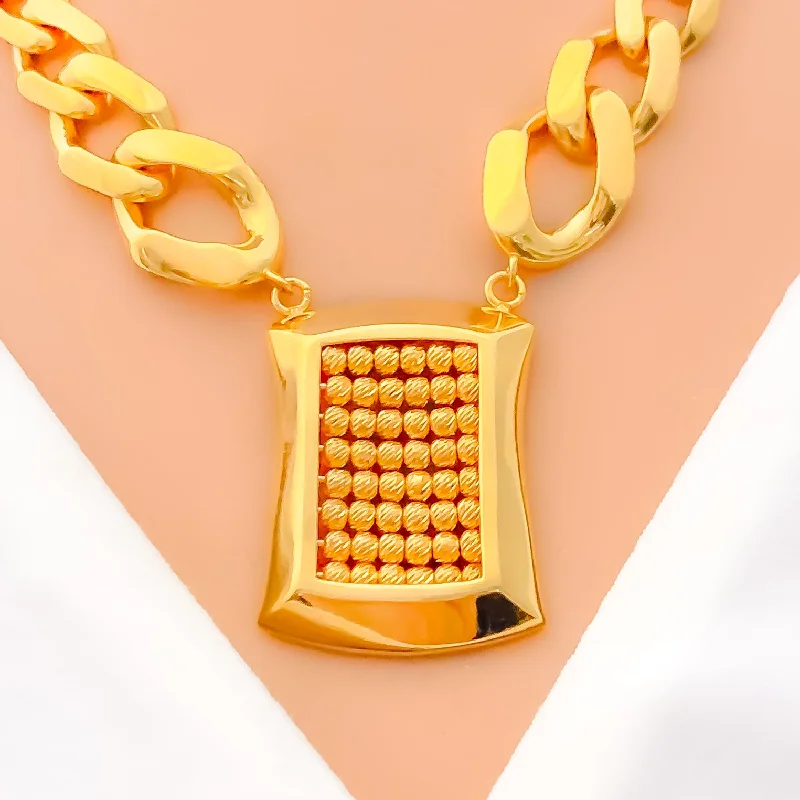 Necklaces Fit Chart-Distinct Block Style 5-Piece 21k Gold Necklace Set