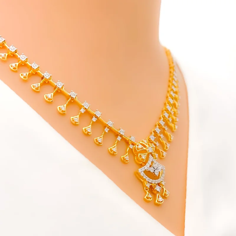 Necklaces Clasp Hold-Stylish Fanned Diamond + 18k Gold Necklace Set