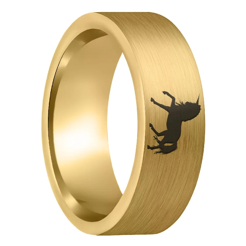 Fresh Rings For Poise-Unicorn Brushed Gold Tungsten Men's Wedding Band