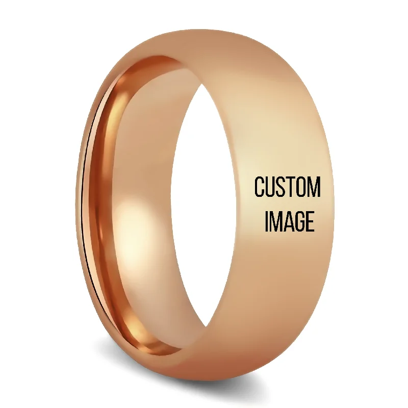 Peaceful Rings For Serenity-Custom Image Engraved Rose Gold Tungsten Ring