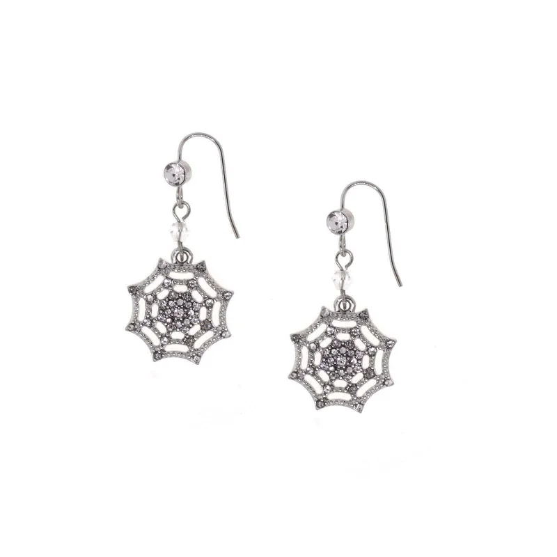 Best Glint Earrings-1928 Jewelry Crystal Spider Web Wire Drop Earrings