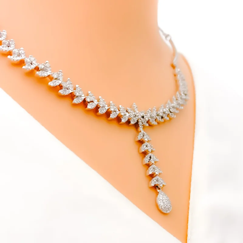 Necklaces For Flat Shine-Radiant White Gold Diamond + 18k Gold Necklace Set