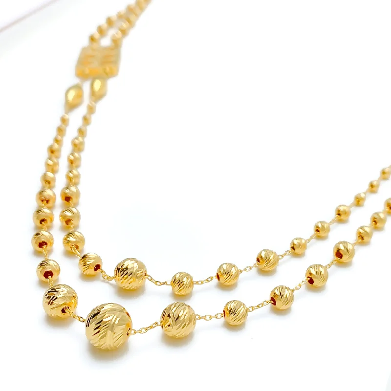 Necklaces For Fine Earrings-Ornate Multi Orb 21k Gold Long Necklace Set