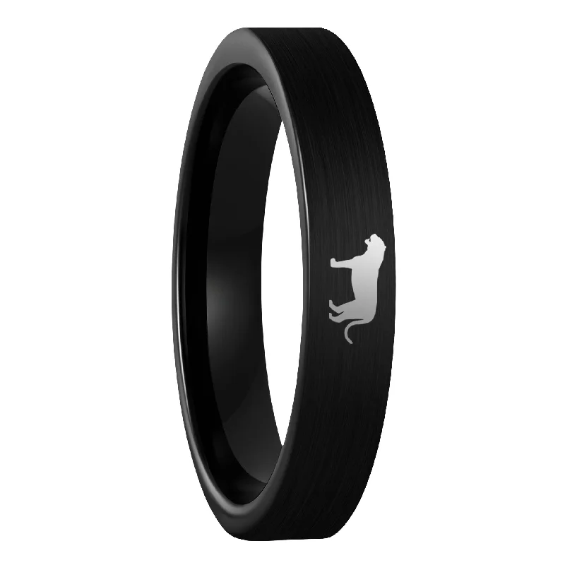 Rings Brilliance Tips-Tiger Brushed Black Tungsten Women's Wedding Band