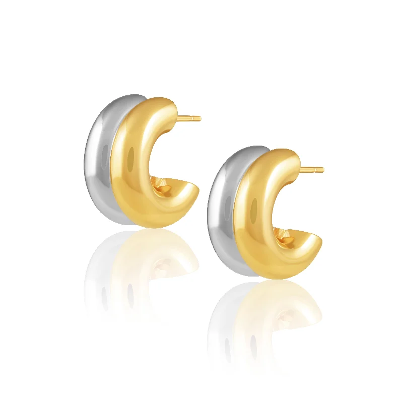 Earrings For Full Looks-Kylie Two Tone Hoops