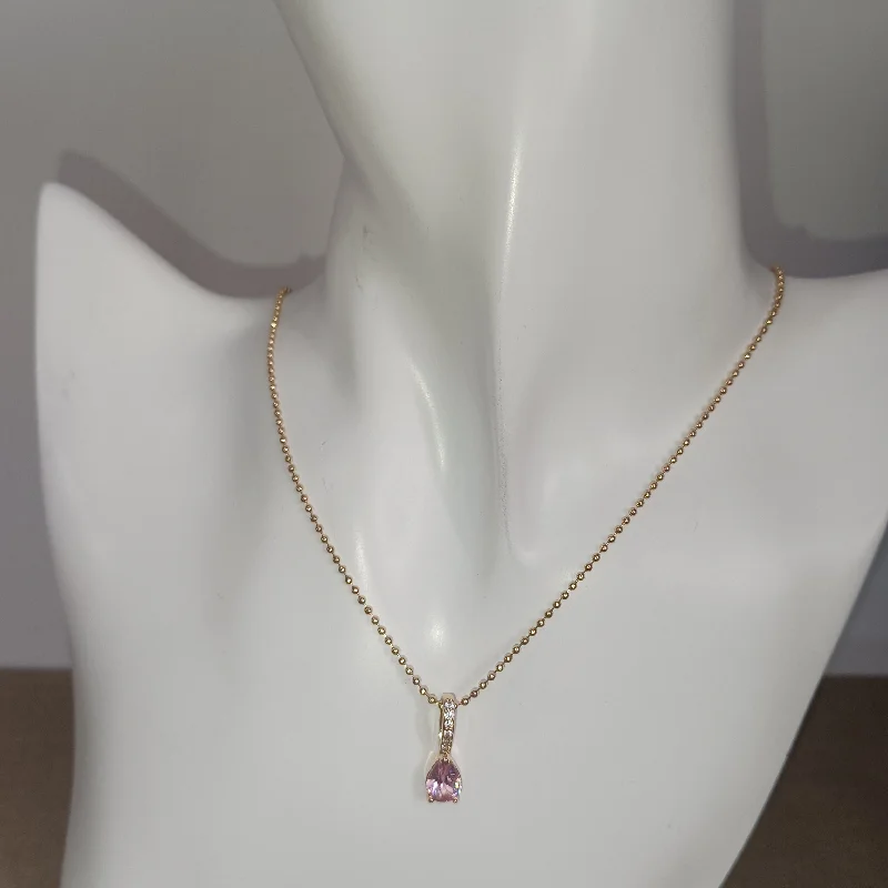 Pink Water Drop Necklace (Bead Necklace)