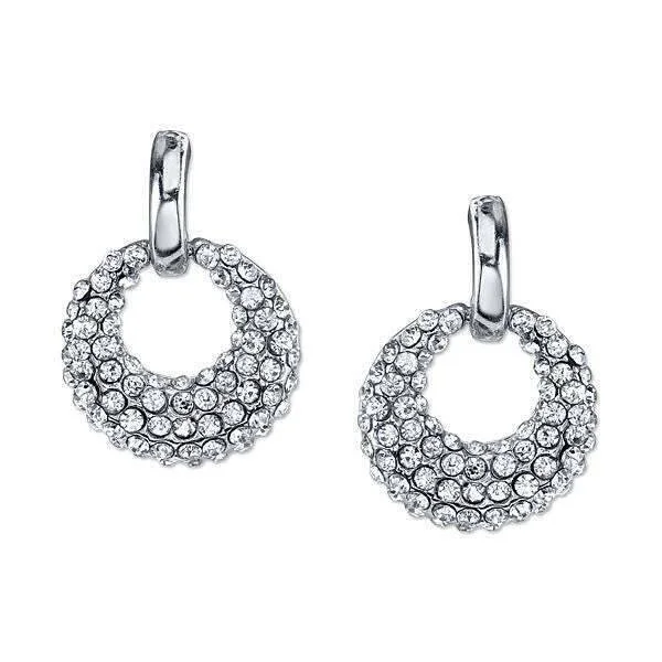 Earrings Scale Rating-1928 Jewelry Pave Crystal Mini Open Hoop Earrings