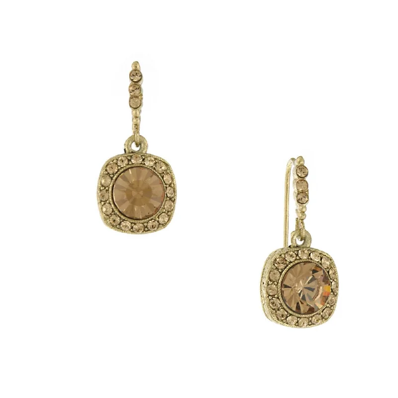 Earrings Scale Guide-1928 Jewelry Light Topaz Stone & Crystal Drop Earrings