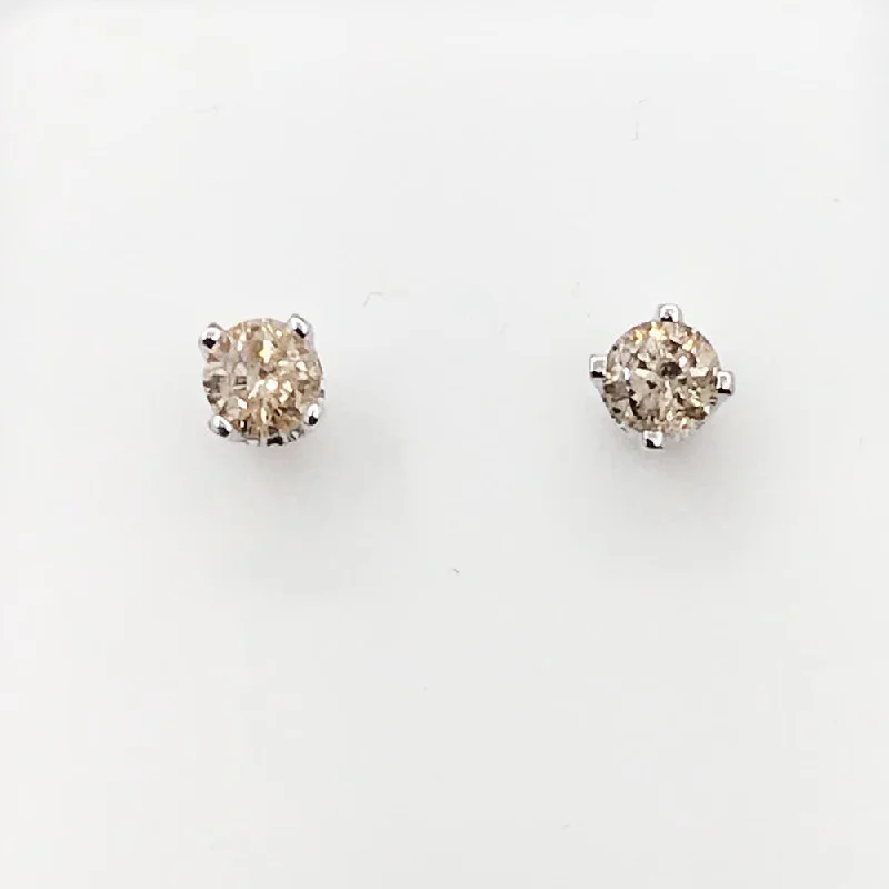 Best Value Earrings-Solitaire Diamond Stud Earrings .20cttw 14K White Gold