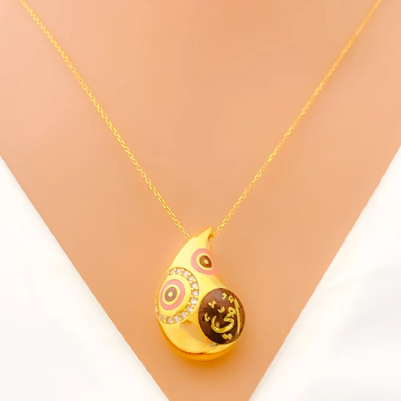 Necklaces For New Kids-Posh Glowing Drop 21k Gold CZ Necklace