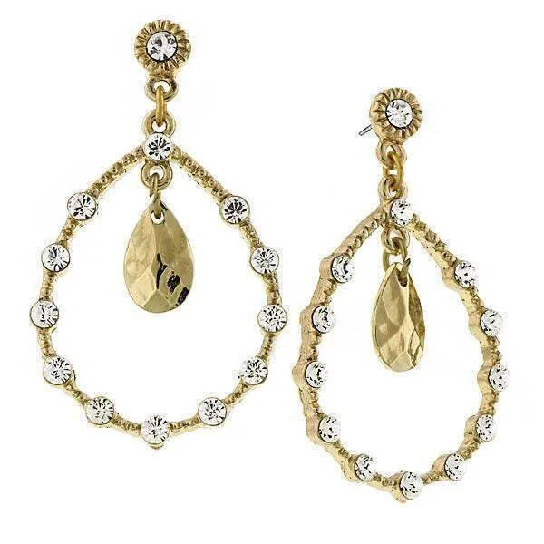 Earrings Keep Rules-1928 Jewelry Golden Glitz Crystal Faceted Teardrop Earrings