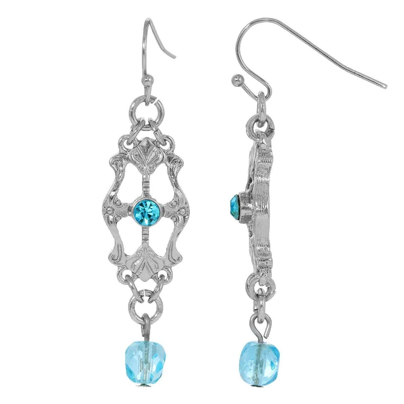 Best Glint Earrings-1928 Jewelry Deco Flare Aqua Blue Crystal Drop Earrings