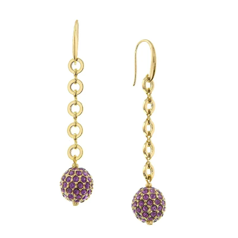 Earrings For High Pop-1928 Jewelry Amethyst Purple Crystal Linear Fireball Earrings