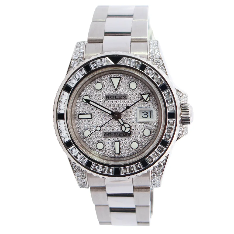 Watches Fit Ease-Watches Balance Rating-Rolex GMT-Master II 40mm Pave Dial Watch Ref# 116759SANR