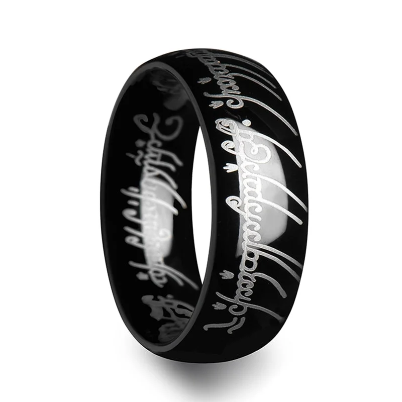 Rings For Scorching Days-Lord of the Rings Black Tungsten Men's Wedding Band