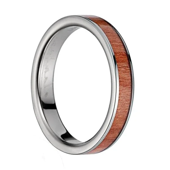 Rings For Meadow Vibes-Women's Titanium Wedding Band with Pink Ivory Wood Inlay