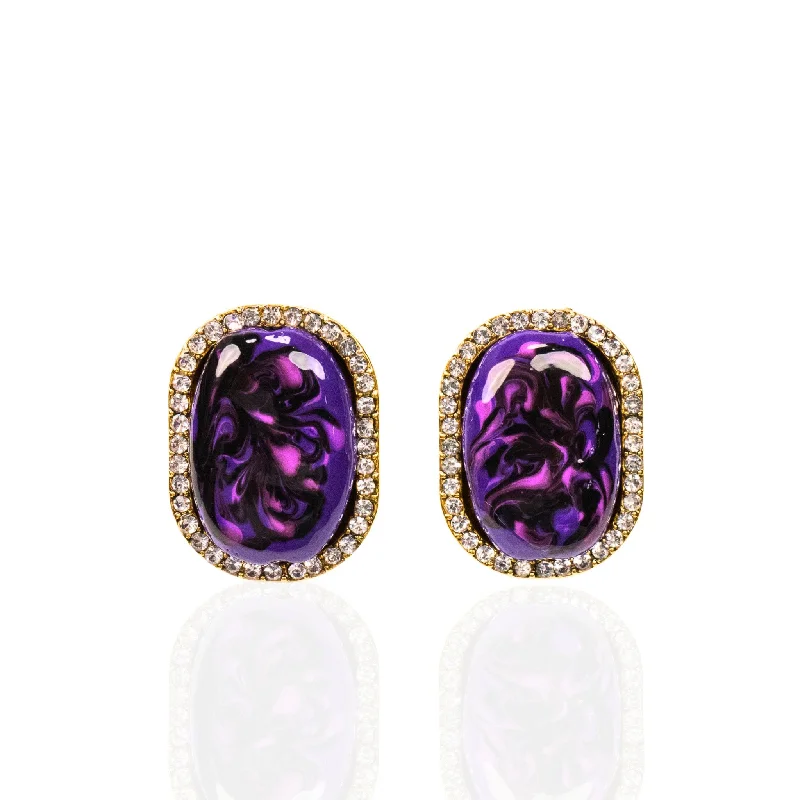 Earrings Rock Choices-Caliope Sparkling Studs - Purple