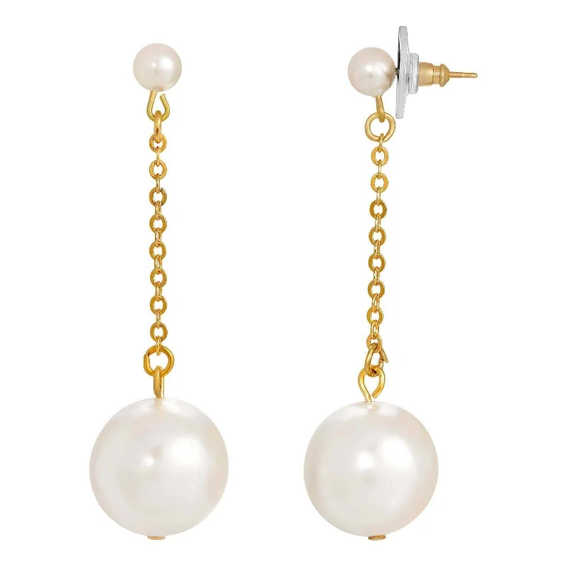 Earrings For Fine Bands-1928 Jewelry White Faux Pearl Chain Drop Earrings