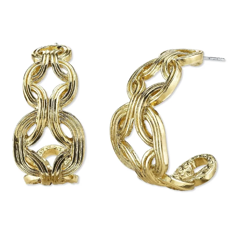 Earrings Life Rating-2028 Jewelry Gold intertwining Link Hoop Earrings