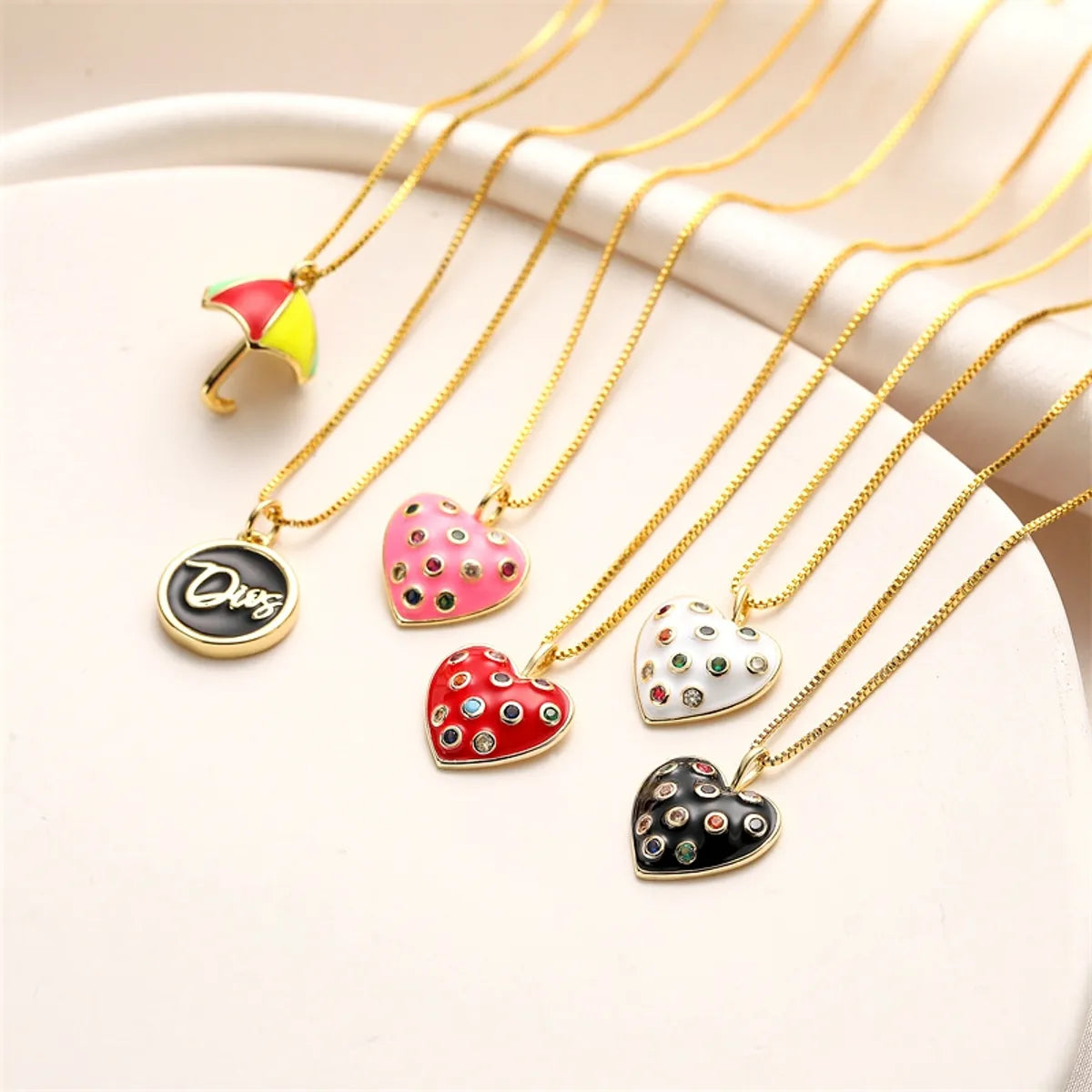 Calm Necklaces For Peace-Ig Style Simple Style Heart Shape Copper Gold Plated Zircon Pendant Necklace In Bulk