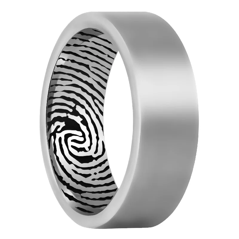 Rings For Rugged Days-Custom Inside Fingerprint Tungsten Men's Ring