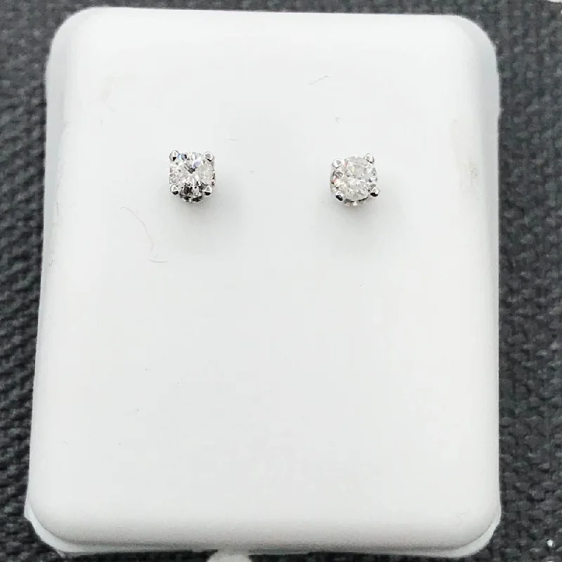 Earrings For Rush Hours-Round Cut Stud Diamond Earrings .15cttw 14K White Gold