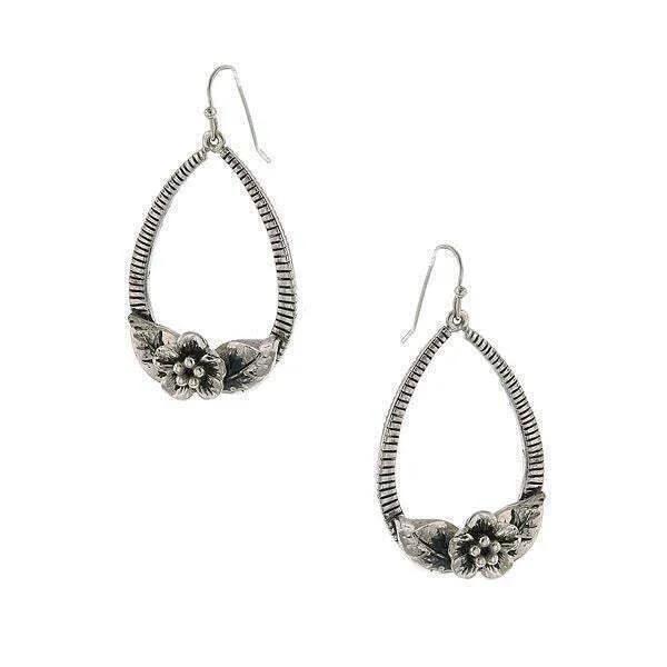 Earrings With Sharp Edges-2028 Jewelry Flower Teardrop Hoop Earrings