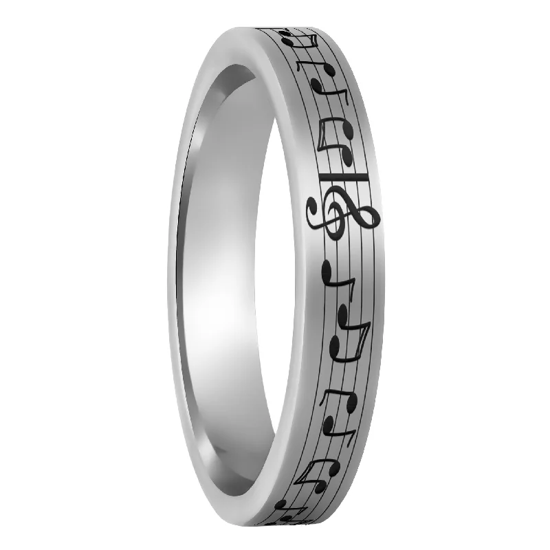 Bargain Rings For Deals-Music Notes Tungsten Women's Wedding Band